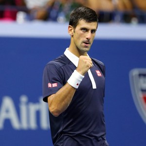 Sep 8, 2015; New York, NY, USA; Novak Djokovic of Serbia celebrates after defeating Feliciano Lopez of Spain on day nine of the 2015 U.S. Open tennis tournament at USTA Billie Jean King National Tennis Center. Mandatory Credit: Jerry Lai-USA TODAY Sports